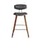 Armen Living Fox 28.5" Bar Height Gray Faux Leather and Walnut Wood Mid-Century Modern Bar Stool LCFOBAWAGR30 - alternate 7
